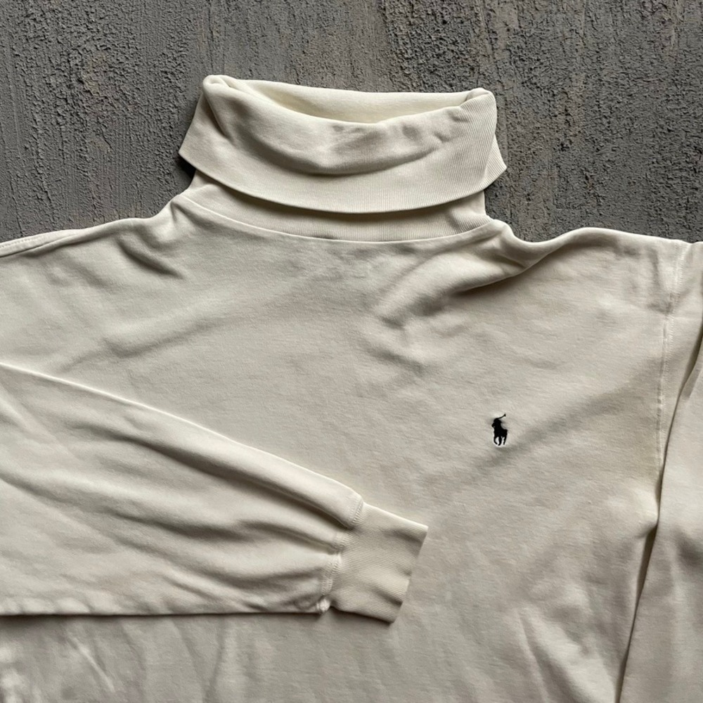 Vintage Turtleneck Long Sleeve Men Medium White 90s Ralph Lauren